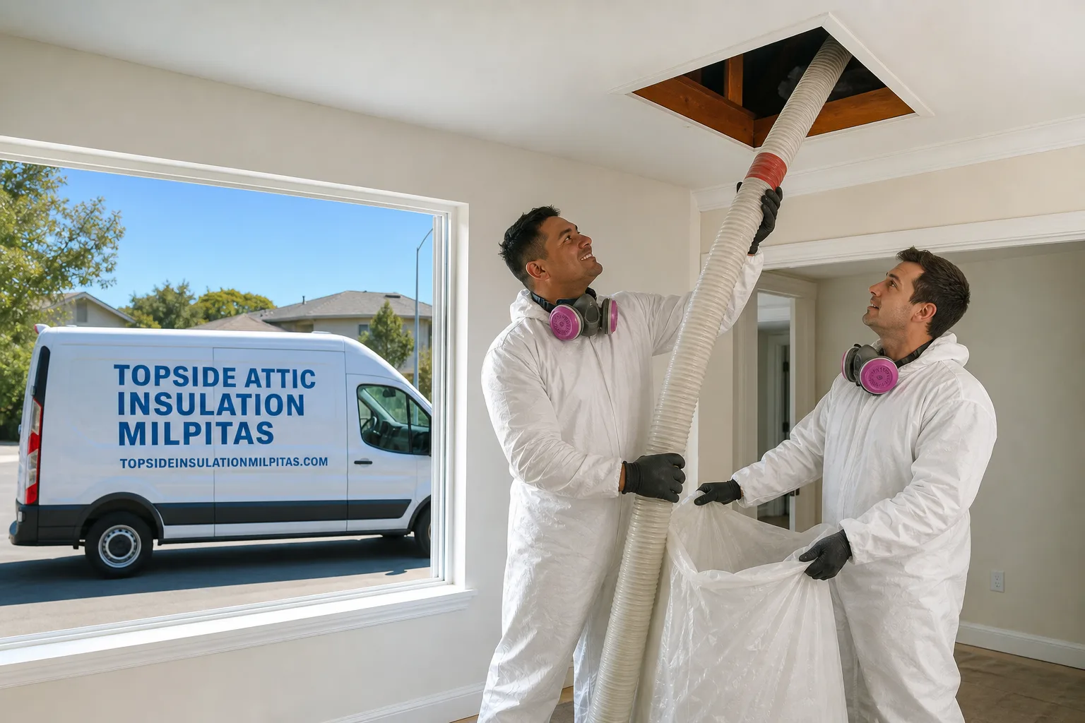 Topside Attic Insulation Milpitas insulation service vehicle and crew in Milpitas, CA